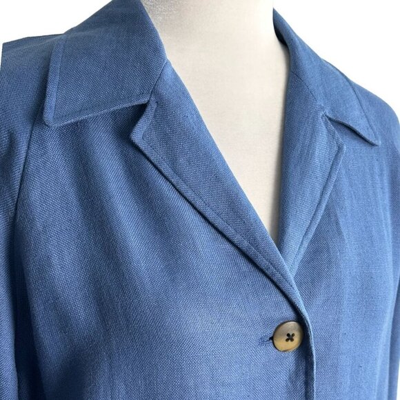 Vintage Saks Fifth Avenue 100% Linen Blue 1-Button Blazer Jacket Women's Size S - Picture 2 of 9